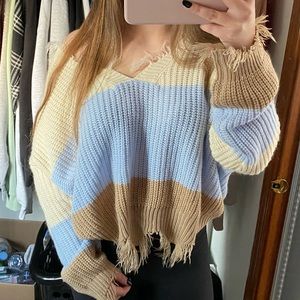 cute oversized sweater with distressed edges